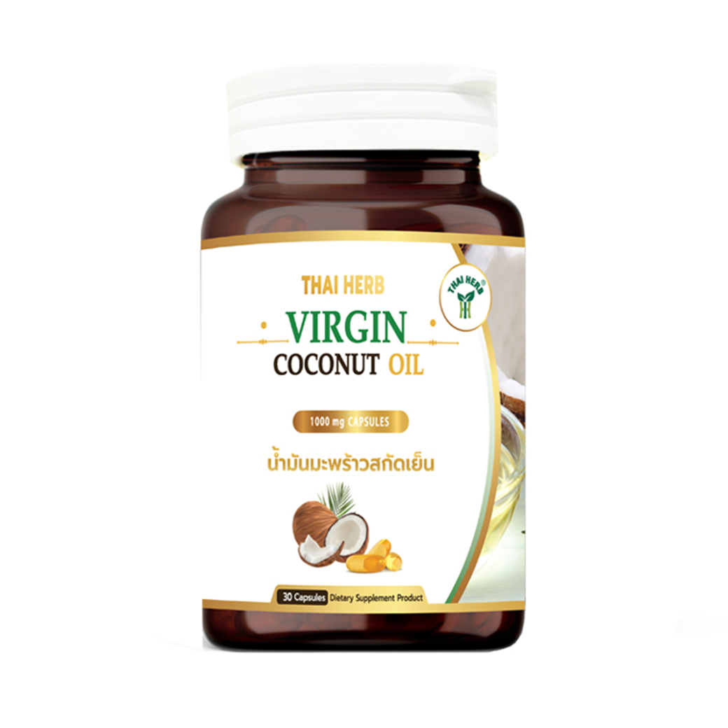 coconut oil ไทยเฮิร์บ น้ำมันมะพร้าวบริสุทธิ์ 1000 มก. - Image 1