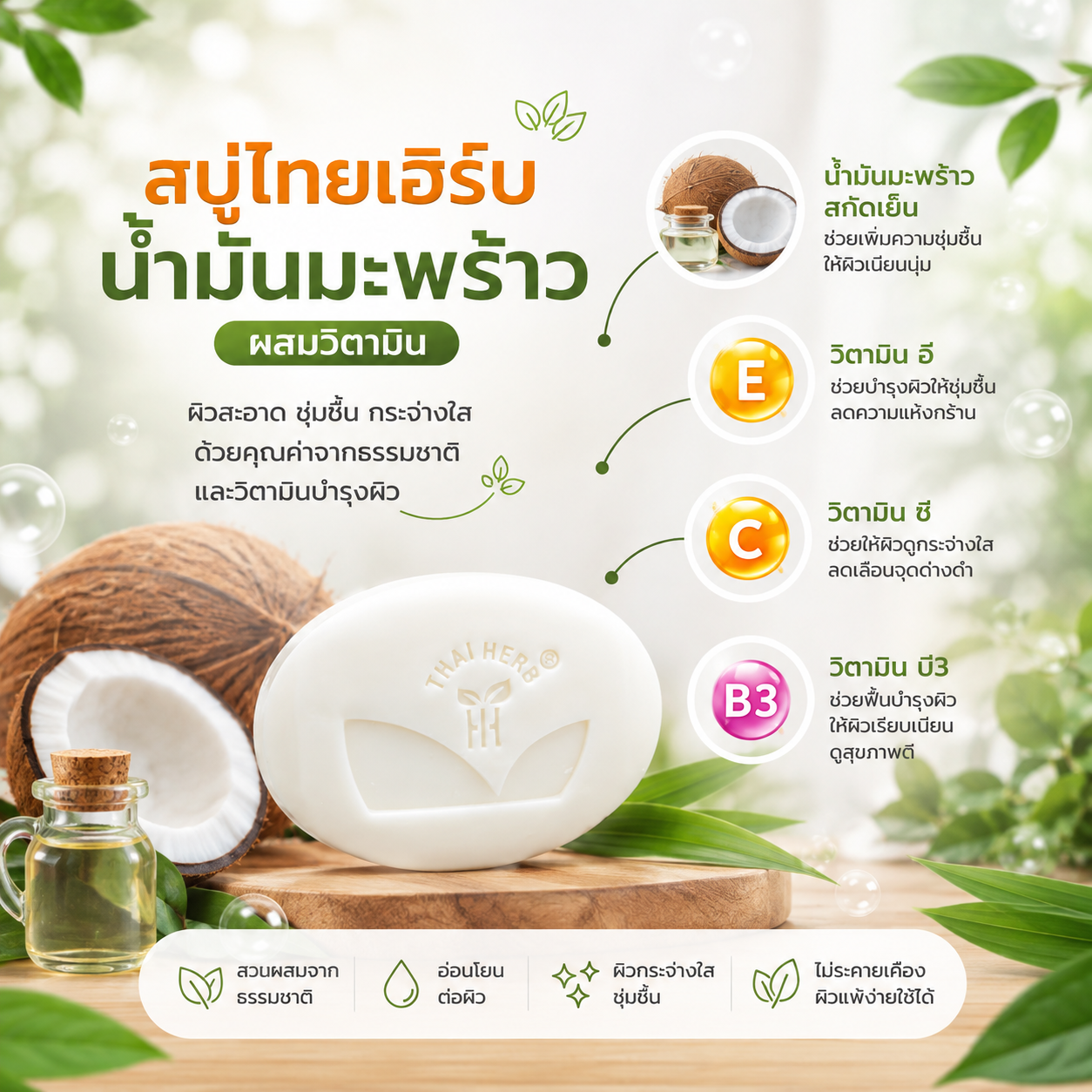 ChatGPT Image Aug 8, 2026, 11_08_00 PM สบู่ไทยเฮิร์บ น้ำมันมะพร้าวผสมวิตามินอี - Image 1